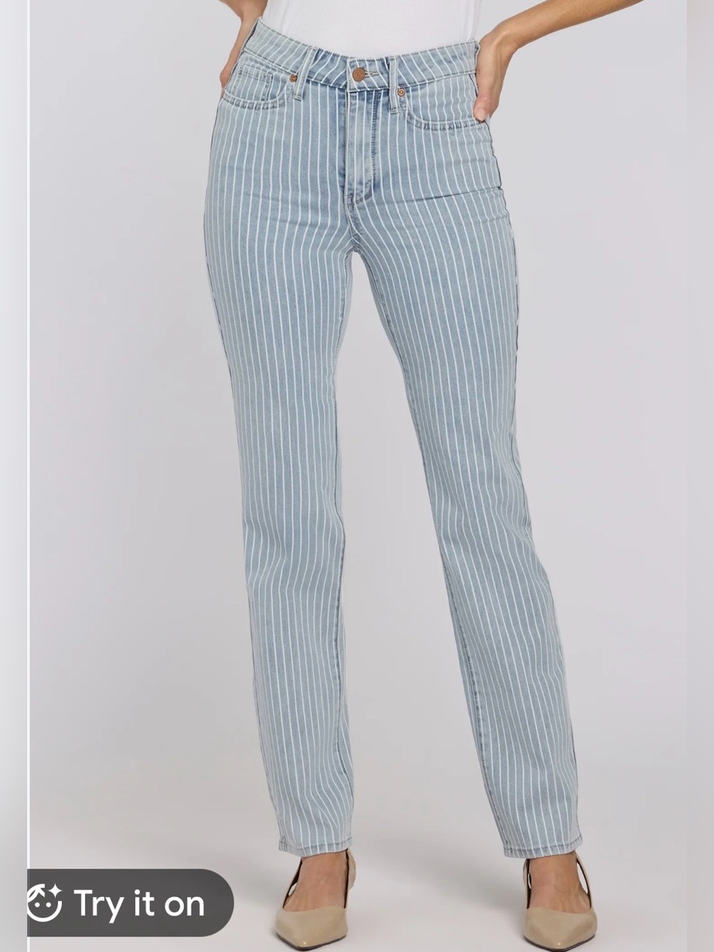 #3228*” 16x38” d. jeans Light Blue Pinstripe Straight Leg Jeans - Picture 3 of 17